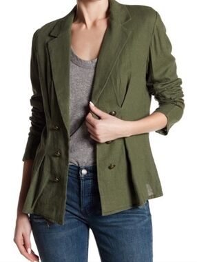 Free People Olive Green Lightweight Peplum Blazer